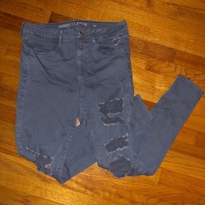 American Eagle Gray Ripped Jeggings